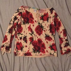 Floral knit 3/4 sleeve top M Beth Bowley